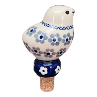 A picture of a Polish Pottery Bird-Shaped Wine Cork (Floral Chain) | K118T-EO37 as shown at PolishPotteryOutlet.com/products/bird-shaped-wine-cork-floral-chain-k118t-eo37