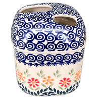 A picture of a Polish Pottery Toothbrush Holder (Flower Power) | P213T-JS14 as shown at PolishPotteryOutlet.com/products/toothbrush-holder-flower-power-p213t-js14