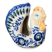 A picture of a Polish Pottery Chicken Napkin Holder (Peacock Vine) | GS02-UPL as shown at PolishPotteryOutlet.com/products/chicken-napkin-holder-upl-gs02-upl