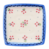 A picture of a Polish Pottery 7.25" Square Plate (Currant Berry) | GT06-PJ as shown at PolishPotteryOutlet.com/products/copy-of-7-25-square-plate-currant-berry-gt06-pj