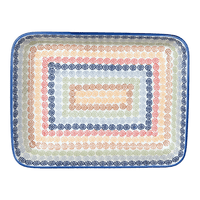A picture of a Polish Pottery 9"x11" Rectangular Baker (Speckled Rainbow) | P104M-AS37 as shown at PolishPotteryOutlet.com/products/9x11-rectangular-baker-speckled-rainbow-p104m-as37