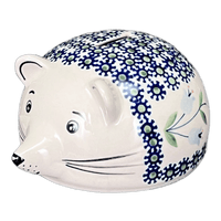 A picture of a Polish Pottery Hedgehog Bank (Lily of the Valley) | S005T-ASD as shown at PolishPotteryOutlet.com/products/hedgehog-bank-lily-of-the-valley-s005t-asd