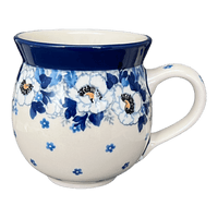 A picture of a Polish Pottery 12 oz. Belly Mug (Snow White Anemone) | A070-2222X as shown at PolishPotteryOutlet.com/products/12-oz-belly-mug-snow-white-anemone-a070-2222x