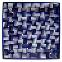 A picture of a Polish Pottery 9" Square Salad Plate (Blue Basket Weave) | T146U-32 as shown at PolishPotteryOutlet.com/products/9-square-salad-plate-blue-basket-weave-1